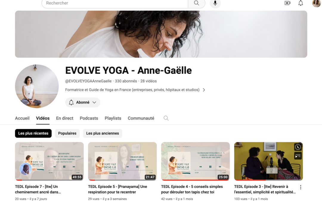 Ma chaîne yoga & spiritualité sur  YouTube